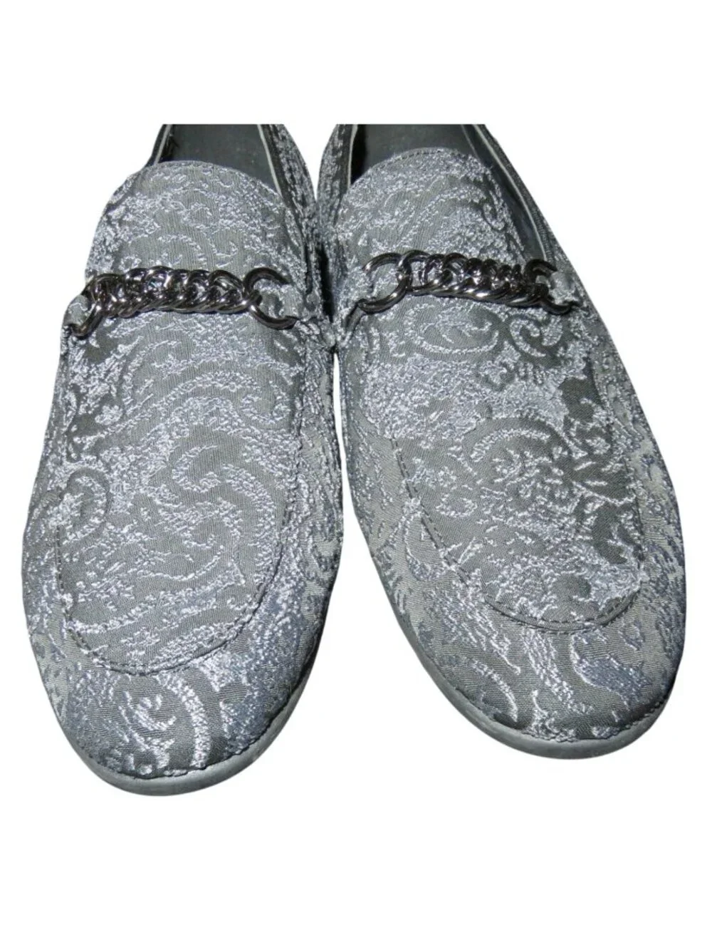 ASOS Jacquard Charcoal Velvet Chain Embellished Driving Loafers Moccasins size 9